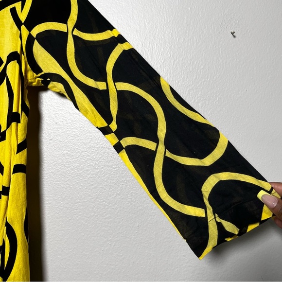 Step in Style Women Tunic Dress Small Yellow Black Abstract Lagenlook Artsy - Picture 2 of 8